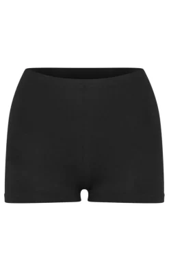 Basic Black Cotton Blend High Waist Hot Pants