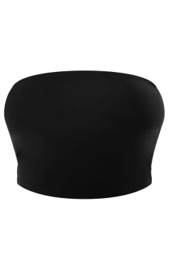 Basic Black Cotton Blend Bandeau Crop Top