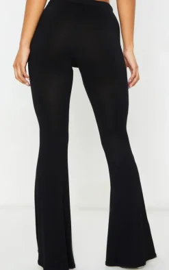 Basic Black Jersey Flared Pants