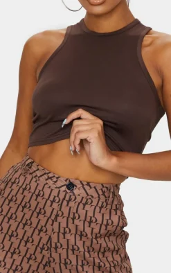Basic Chocolate Jersey Racerback Crop Top
