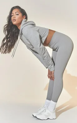Basic Grey Marl Structured Snatched Rib Leggings