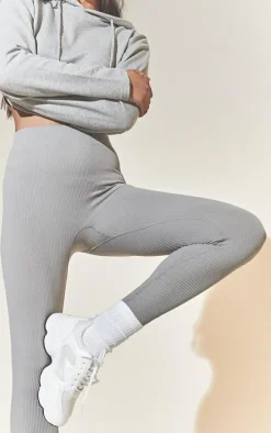 Basic Grey Marl Structured Snatched Rib Leggings