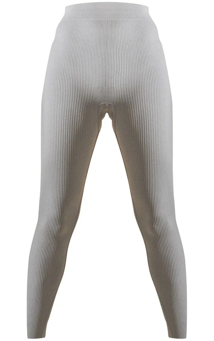 Basic Grey Marl Structured Snatched Rib Leggings