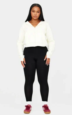 Basic Plus Black High Waisted Jersey Leggings