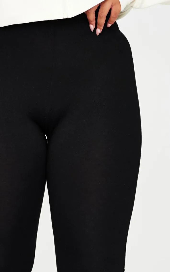 Basic Plus Black High Waisted Jersey Leggings