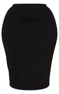 Basic Plus Black Jersey Midi Skirt