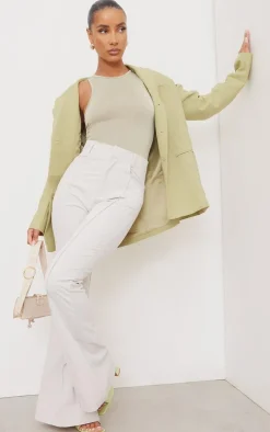 Basic Sage Green Slinky Racer Bodysuit