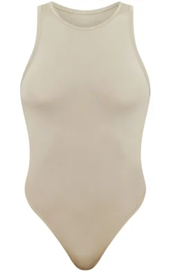 Basic Sage Green Slinky Racer Bodysuit