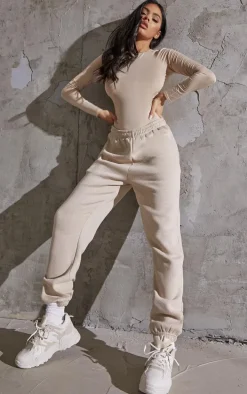 Basic Stone Crew Neck Long Sleeve Bodysuit