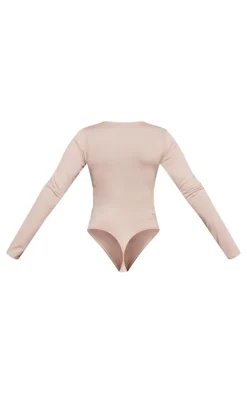Basic Stone Crew Neck Long Sleeve Bodysuit