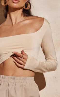 Basic Stone Slinky Square Neck Crop Top