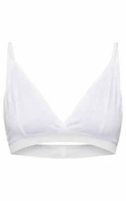 Basic White Cotton Blend Triangle Bralet