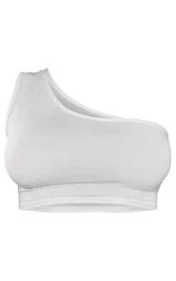 Basic White One Shoulder Jersey Crop Top