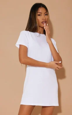 Basic White Short Sleeve T Shirt Dress
