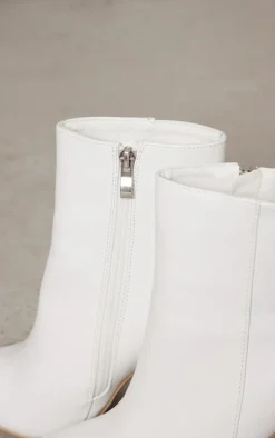 Behati White Faux Leather Ankle Boot