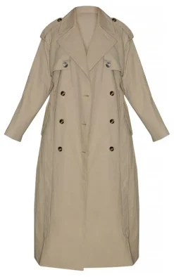 Beige Belted Double Breasted Trench Coat