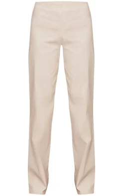 Beige Bengaline Straight Leg Pants