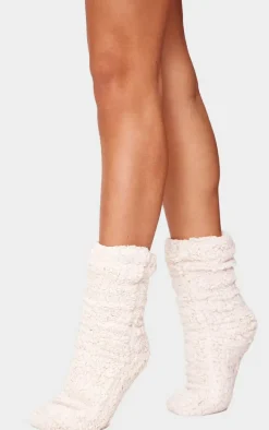 Beige Borg Cosy Slipper Socks