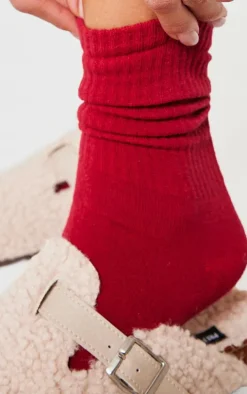 Beige Borg Round Toe Buckle Mule Clogs