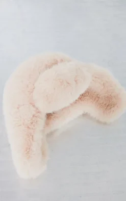 Beige Faux Fur Trucker Hat