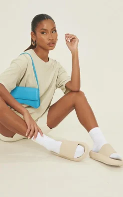 Beige Flatform Sole Rubber Slides