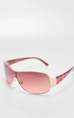 Beige Frame Retro Visor Sunglasses