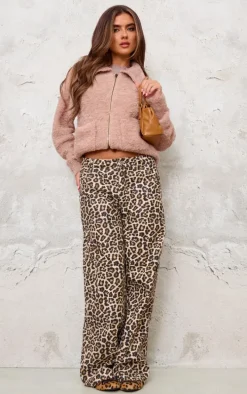 Beige Pocket Detail Zip Up Knitted Jacket