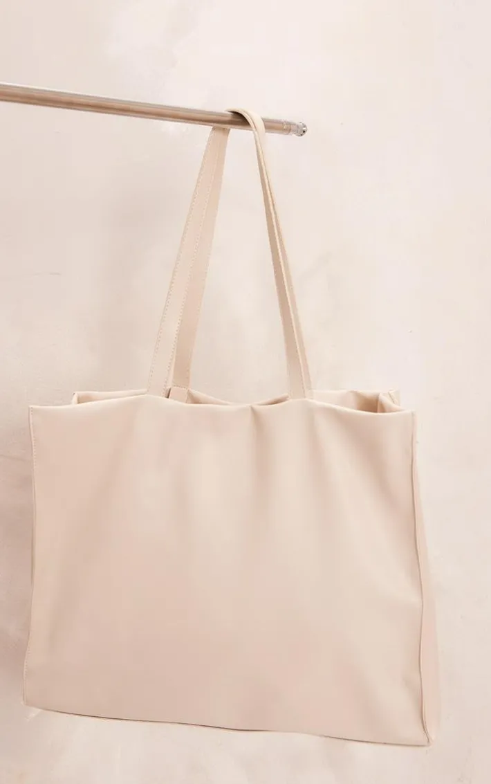 Beige Rectangular Simple Tote