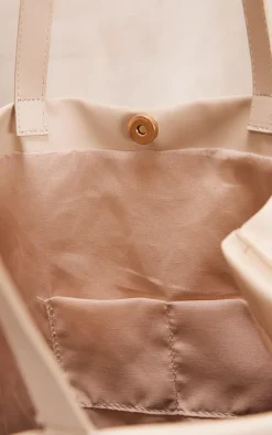 Beige Rectangular Simple Tote