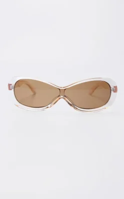 Beige Retro Chunky Frame Sunglasses
