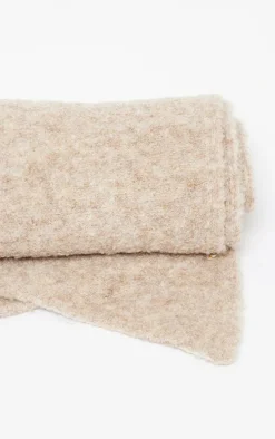Beige Soft Ribbed Knit Scarf
