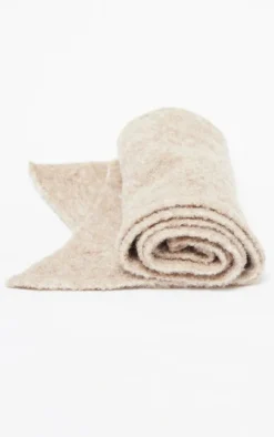 Beige Soft Ribbed Knit Scarf