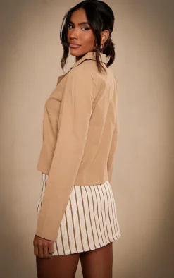 Beige Structed Linen Look Double Tie Shirt