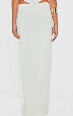 Beige Textured Maxi Skirt