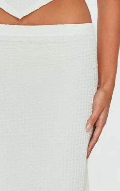 Beige Textured Maxi Skirt