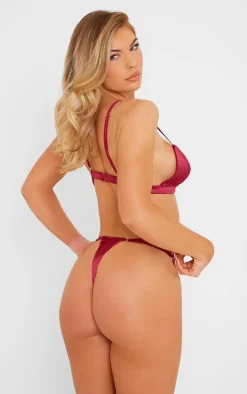 Berry Satin Bralette Lingerie Set