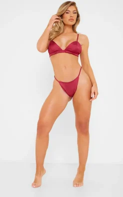 Berry Satin Bralette Lingerie Set