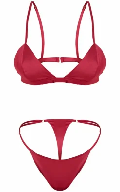 Berry Satin Bralette Lingerie Set