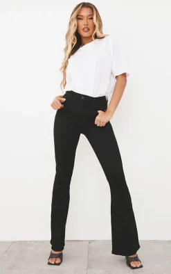 Black 5 Pocket Stretch Flared Jeans
