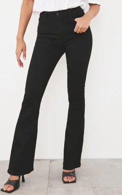 Black 5 Pocket Stretch Flared Jeans