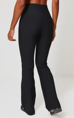 Black Active Rib Cross Waist Yoga Pants