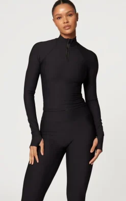 Black Active Rib Gym Jacket