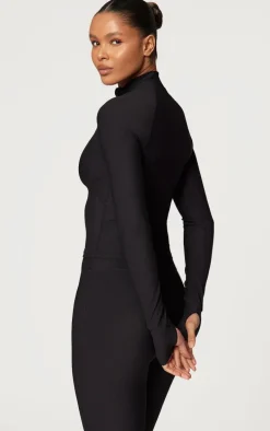 Black Active Rib Gym Jacket