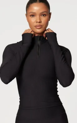 Black Active Rib Gym Jacket