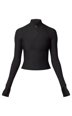 Black Active Rib Gym Jacket