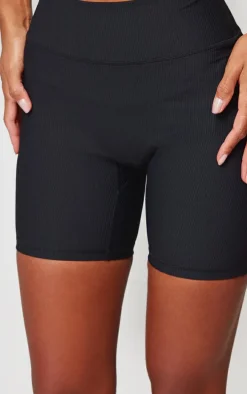 Black Active Rib Gym Shorts
