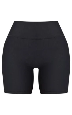 Black Active Rib Gym Shorts