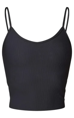 Black Active Rib Strappy Vest Top