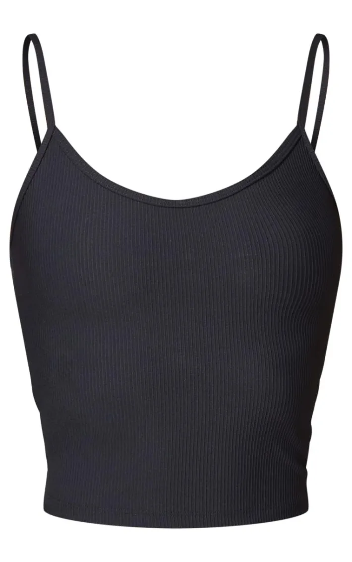 Black Active Rib Strappy Vest Top