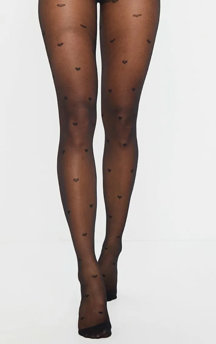 Black All Over Heart Tights